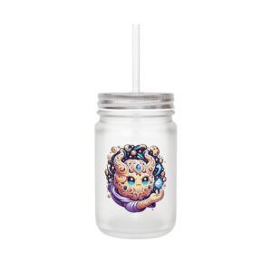 Crunchverse Monster Mason Jar Mug "Crunchyverse" | Frosted Mason Jar with Straw