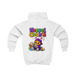 Kinder-Kapuzenpullover „Hoppel Cookie“: Niedliche  Grafik eines Osterhasen-Cookies