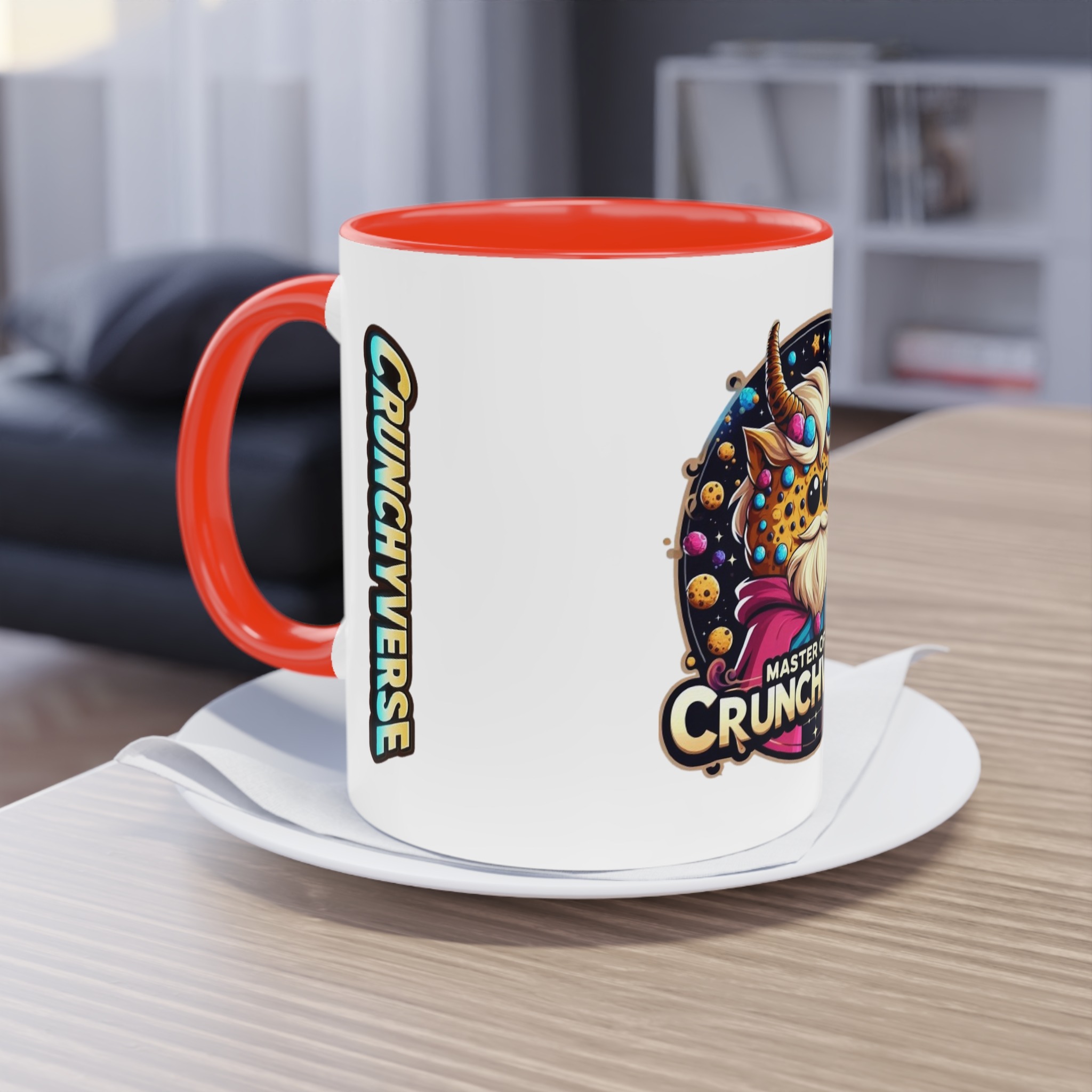 Zweifarbiger Keramikbecher 325ml "Master of the Crunchverse" cartoon cookie – Bild 6