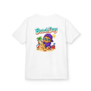 Kinder-T-Shirt – „Beach Day“: Niedliches Motiv mit Cookie und Sandburg