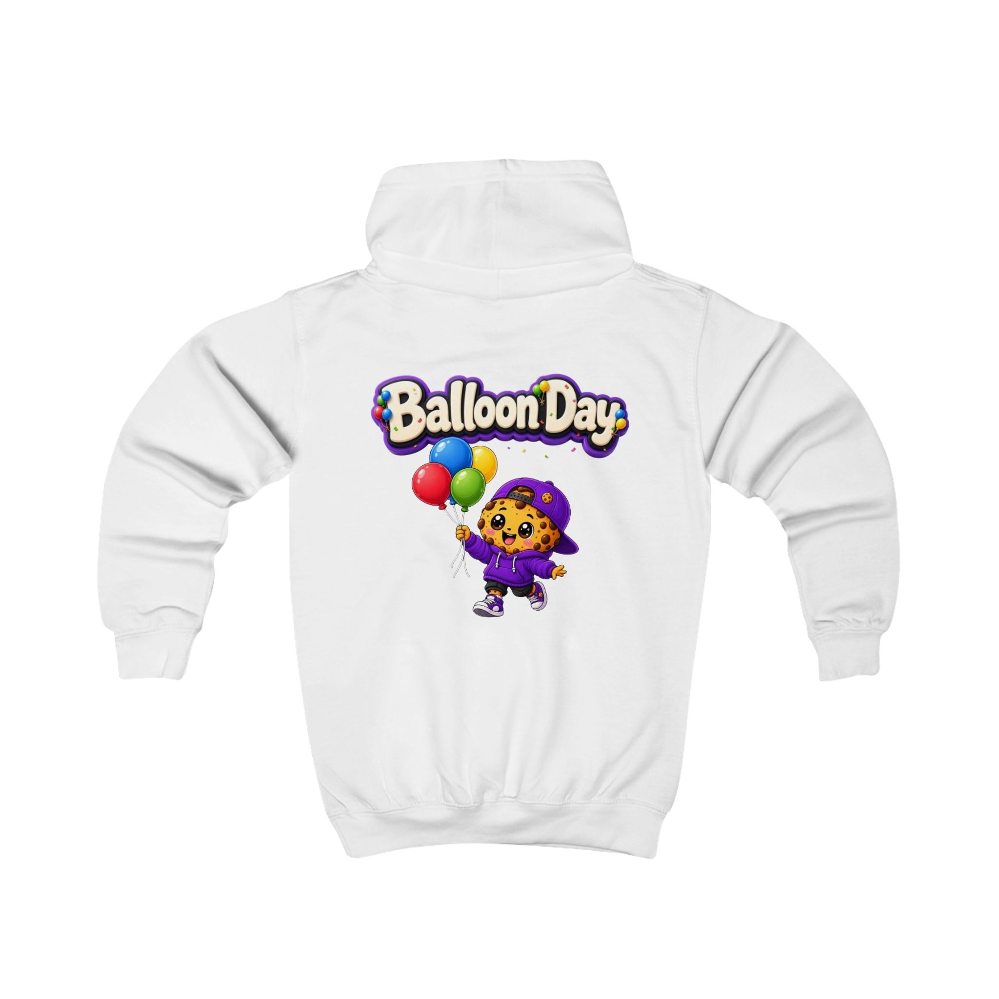 Kinder-Kapuzenpullover – „Balloon Day“, süßer Cookie-Charakter-Kapuzenpullover für Kinder