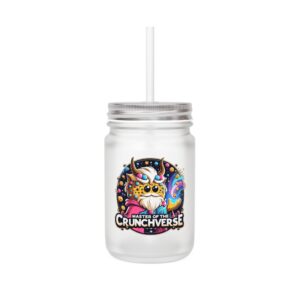 Crunchverse Monster Mason Jar Mug"Master of the Crunchverse" | Frosted Mason Jar with Straw