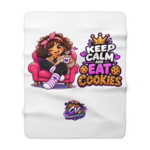 Cookie Character Sherpa Fleecedecke | "Keep Calm And Eat Cookies" | Crunchyverse