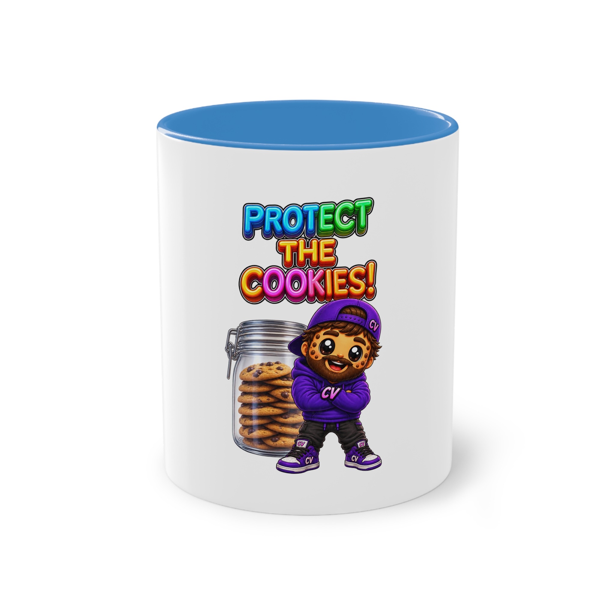 Zweifarbiger Keramikbecher 325ml "Protect The Cookies" cartoon cookie – Bild 14