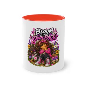 Zweifarbiger Keramikbecher 325ml "Bloom At Your Own Pace" cartoon cookie