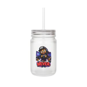 Crunchverse Monster Mason Jar Mug "Game Over? Never." | Frosted Mason Jar with Straw