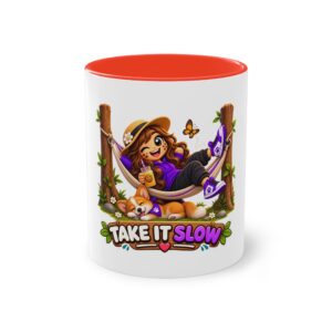 Zweifarbiger Keramikbecher 325ml "Take It Slow" cartoon cookie