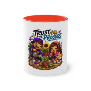 Zweifarbiger Keramikbecher 325ml "Trust The Process" cartoon cookie