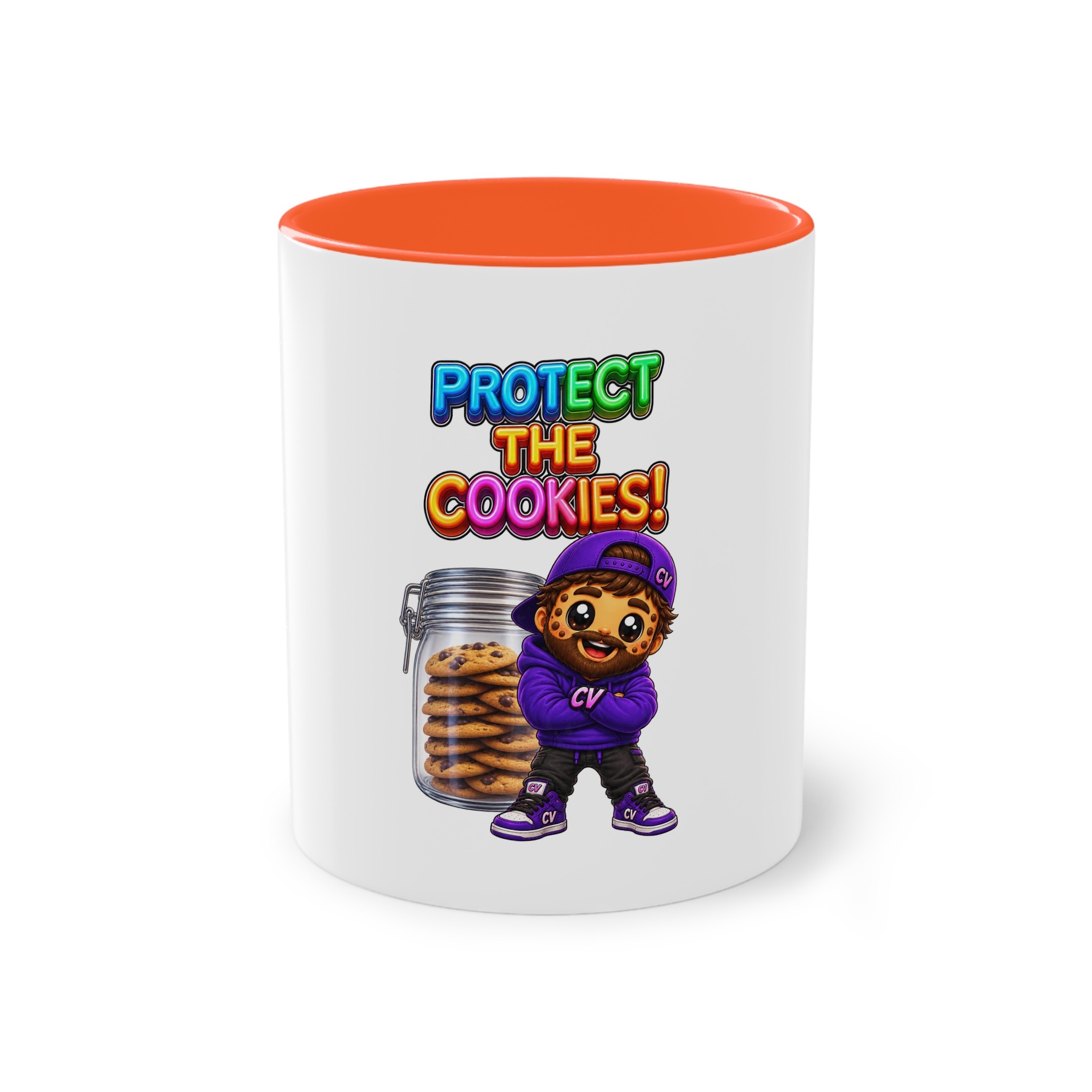 Zweifarbiger Keramikbecher 325ml "Protect The Cookies" cartoon cookie – Bild 9