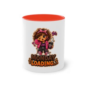 Zweifarbiger Keramikbecher 325ml "Monday Loading...." cartoon cookie