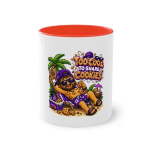 Zweifarbiger Keramikbecher 325ml "Too Cool to Share Cookies" cartoon cookie