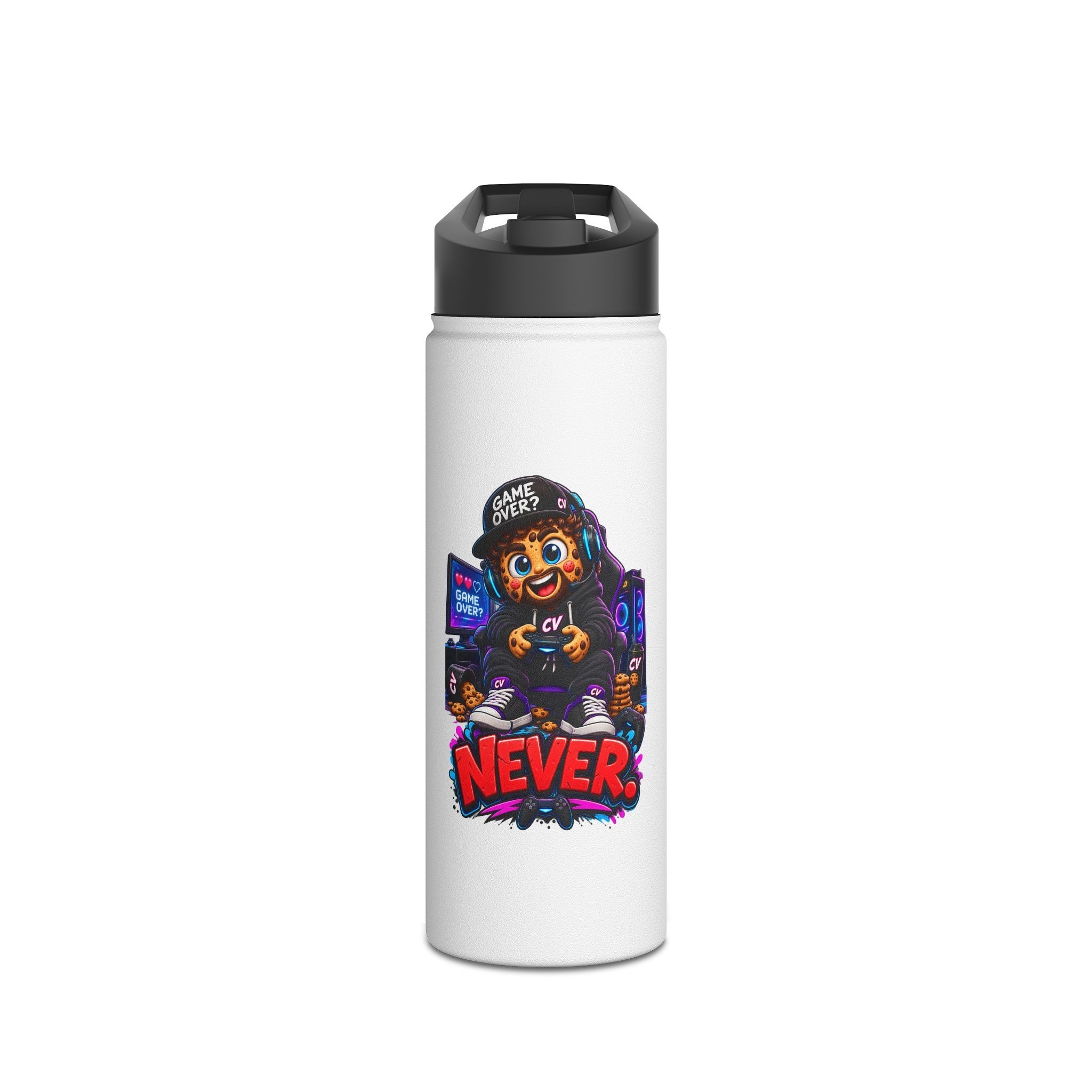 Cookie "Game Over? Never." Character Edelstahl-Wasserflasche | Crunchiverse