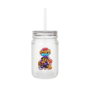 Crunchverse Monster Mason Jar Mug "No Cookies For You" | Frosted Mason Jar with Straw