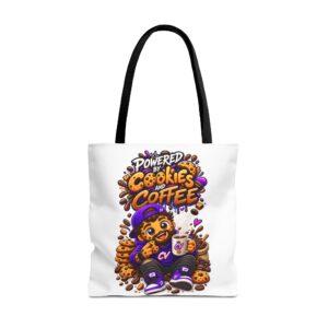 Crunchyverse Cookie Maskottchen-Tragetasche | "Powered by Cookies and Coffee " Character Artwork