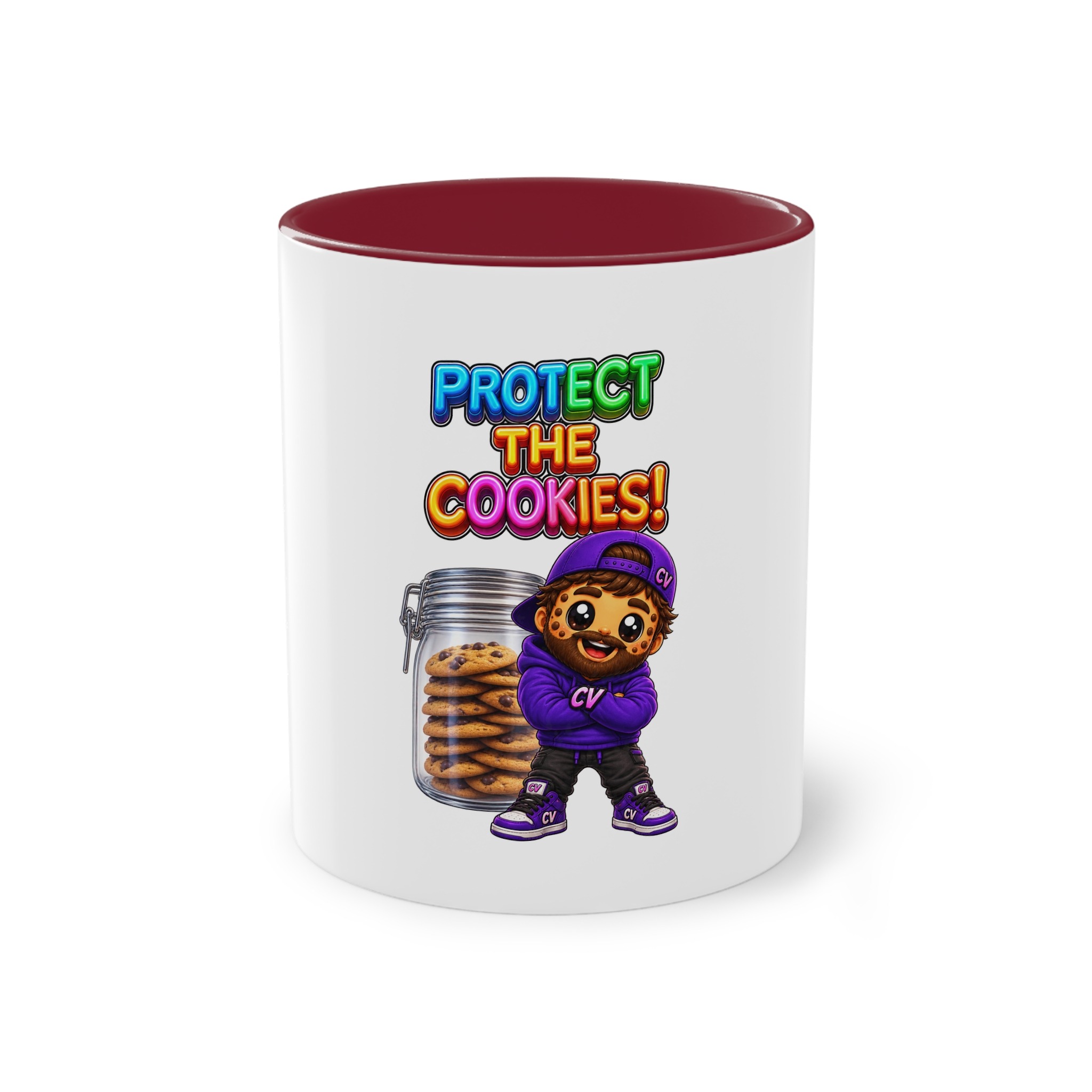 Zweifarbiger Keramikbecher 325ml "Protect The Cookies" cartoon cookie – Bild 7