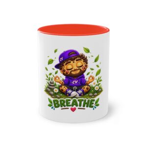 Zweifarbiger Keramikbecher 325ml "Breathe" cartoon cookie