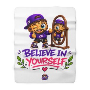 Cookie Character Sherpa Fleecedecke | "Believe In Yourself" | Crunchyverse
