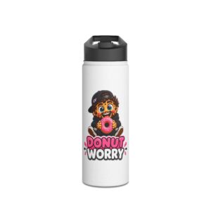 Cookie "Donut Worry" Character Edelstahl-Wasserflasche | Crunchiverse