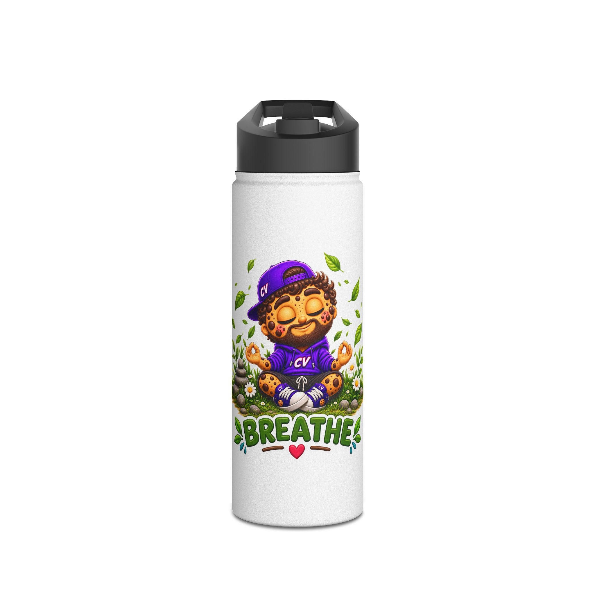 Cookie "Breathe" Character Edelstahl-Wasserflasche | Crunchiverse