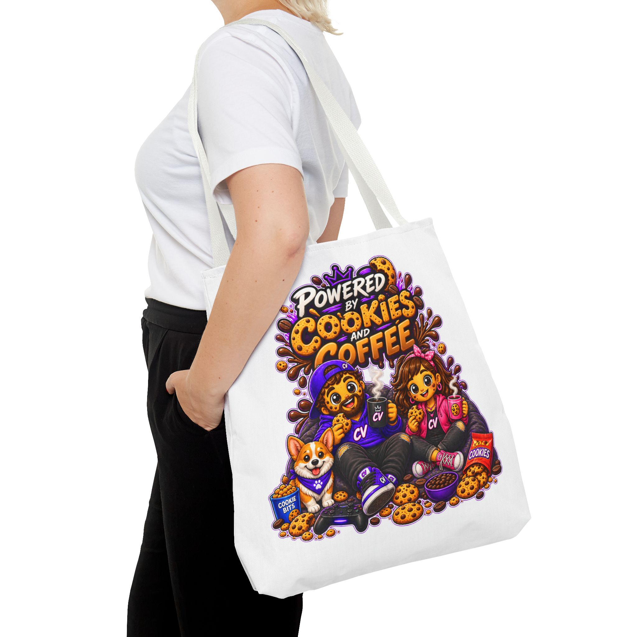Crunchyverse Cookie Maskottchen-Tragetasche | "Powered by Cookies and Coffee 2" Character Artwork – Bild 12