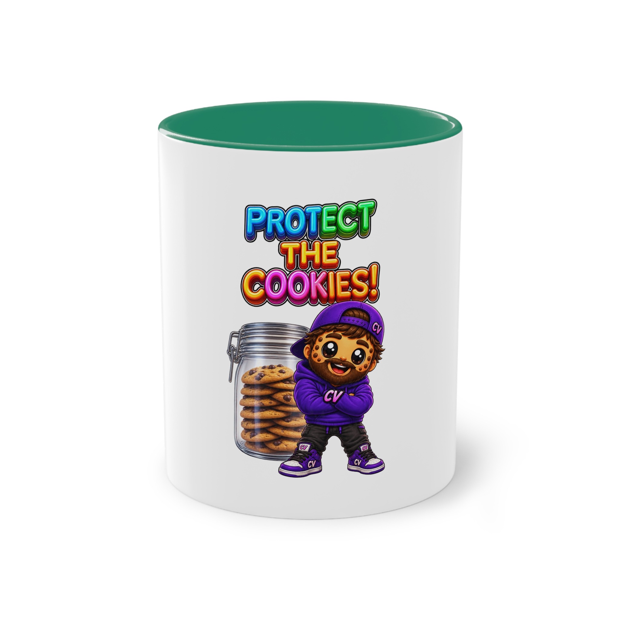 Zweifarbiger Keramikbecher 325ml "Protect The Cookies" cartoon cookie – Bild 13