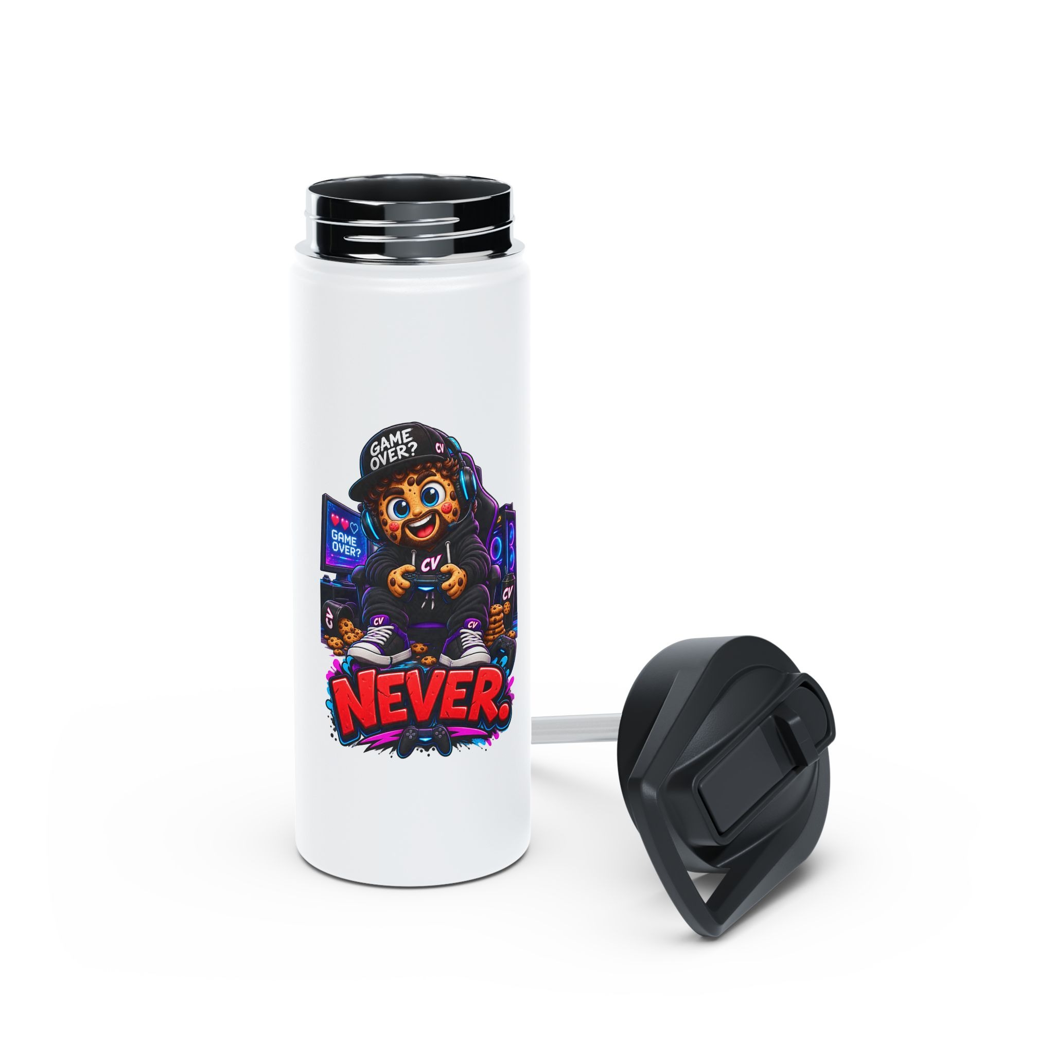 Cookie "Game Over? Never." Character Edelstahl-Wasserflasche | Crunchiverse – Bild 5