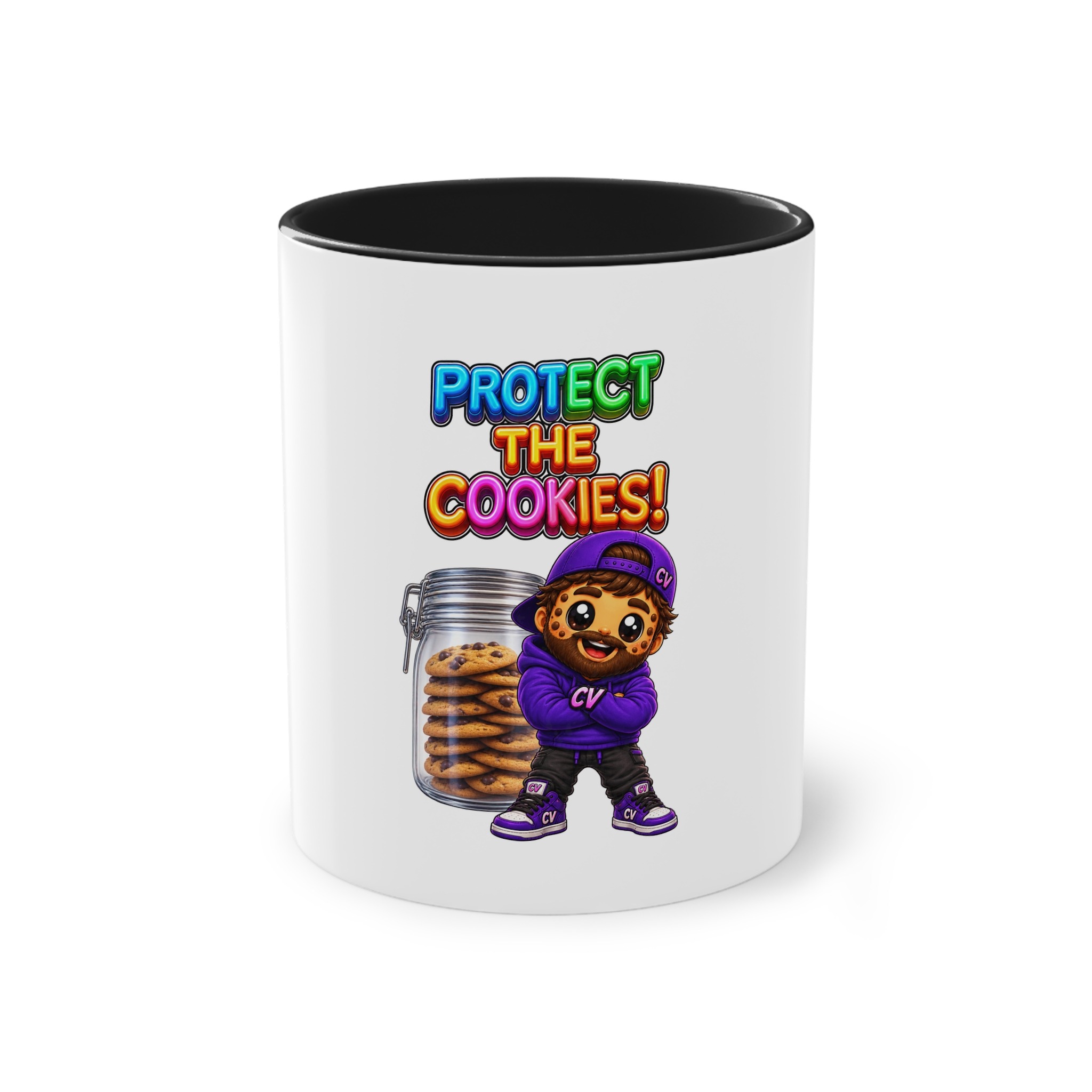Zweifarbiger Keramikbecher 325ml "Protect The Cookies" cartoon cookie – Bild 8