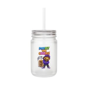 Crunchverse Monster Mason Jar Mug "Protect The Cookies" | Frosted Mason Jar with Straw