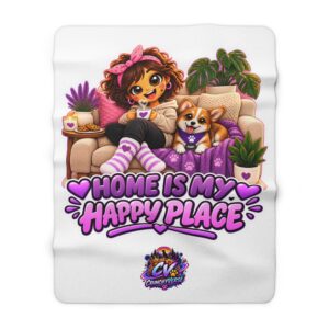 Cookie Character Sherpa Fleecedecke | "Home Is My Happy Place" | Crunchyverse
