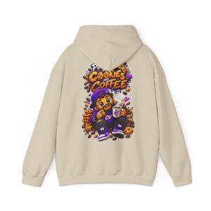 Kuschliger "Powered by Cookies & Coffee" Oversize-Hoodie | Snack Mascot Illustration