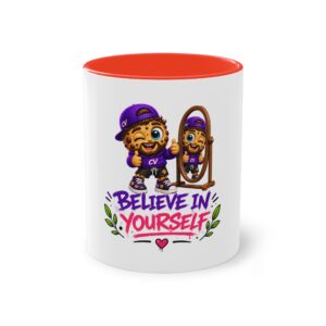 Zweifarbiger Keramikbecher 325ml "Believe In Yourself" cartoon cookie