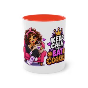 Zweifarbiger Keramikbecher 325ml "Keep Calm And Eat Cookies" cartoon cookie