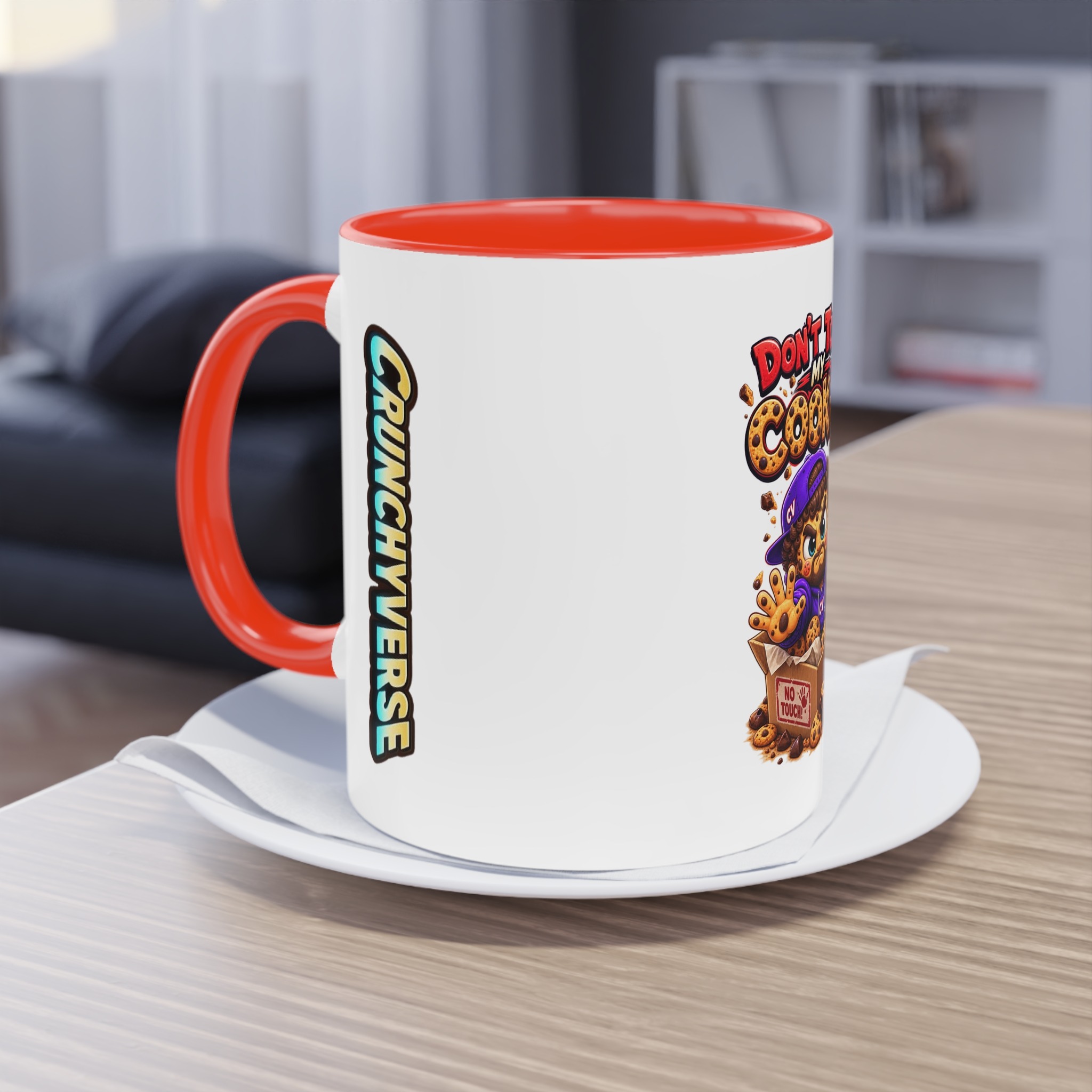 Zweifarbiger Keramikbecher 325ml "Dont touch my Cookies" cartoon cookie – Bild 6