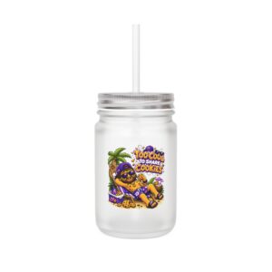 Crunchverse Monster Mason Jar Mug "Too Cool to Share Cookies" | Frosted Mason Jar with Straw