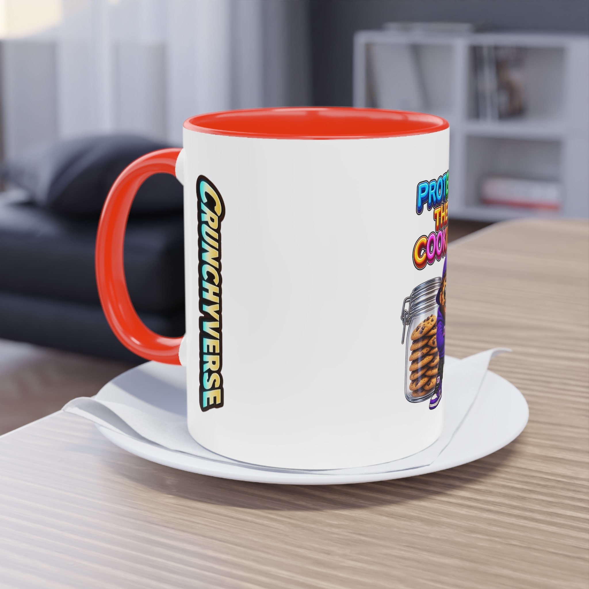 Zweifarbiger Keramikbecher 325ml "Protect The Cookies" cartoon cookie – Bild 6