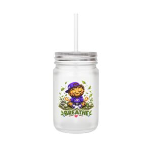 Crunchverse Monster Mason Jar Mug "Breathe" | Frosted Mason Jar with Straw
