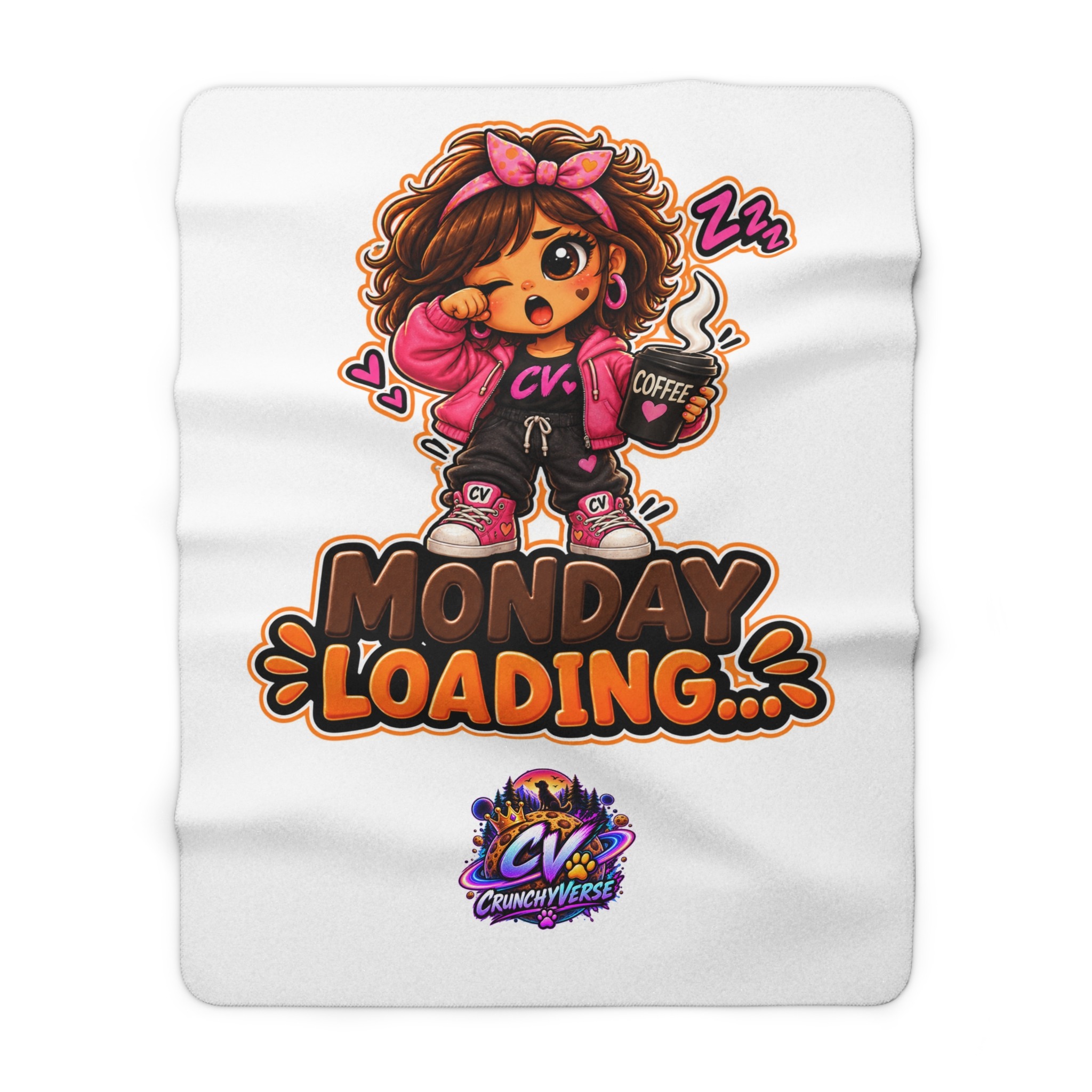 Cookie Character Sherpa Fleecedecke | "Monday Loading..." | Crunchyverse