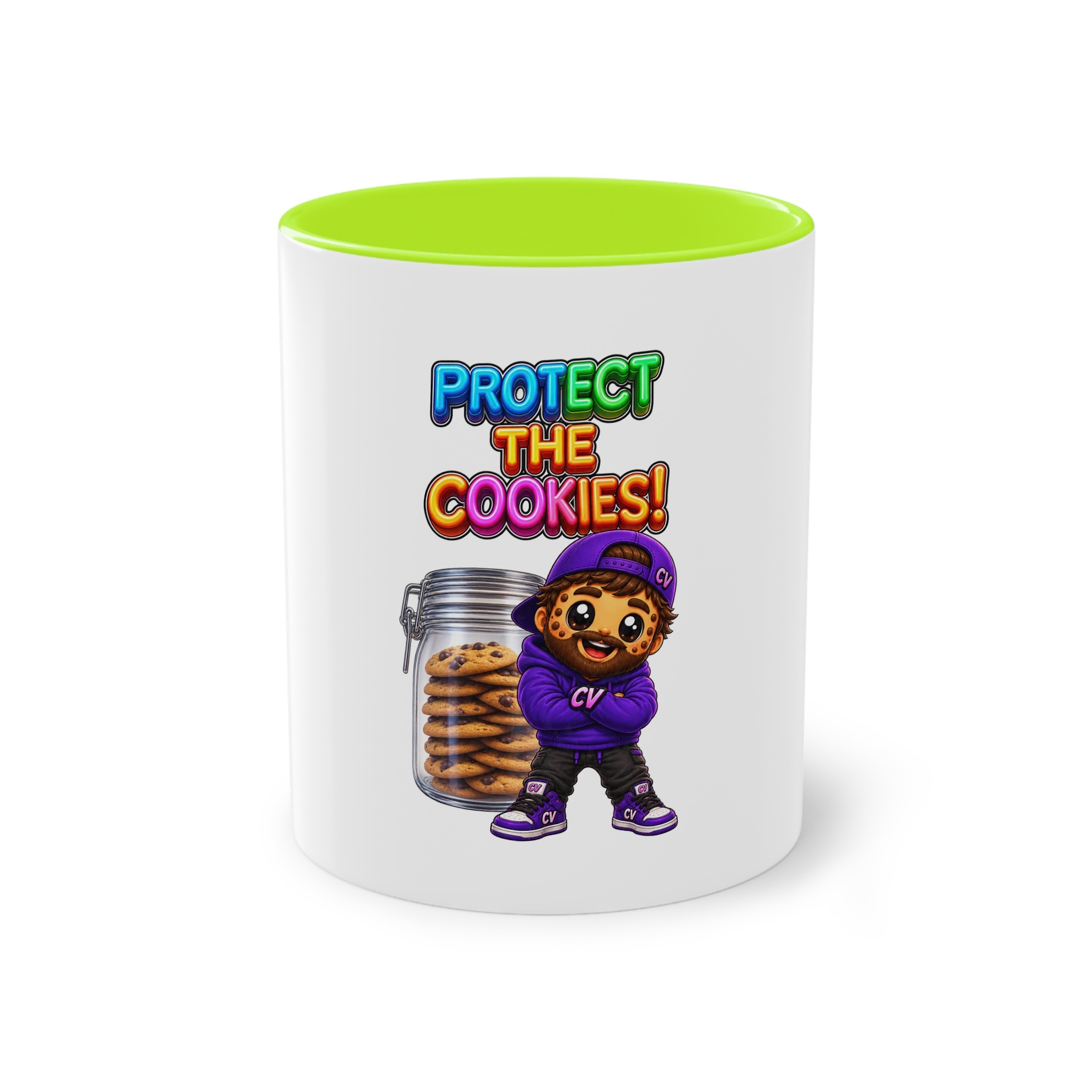 Zweifarbiger Keramikbecher 325ml "Protect The Cookies" cartoon cookie – Bild 12