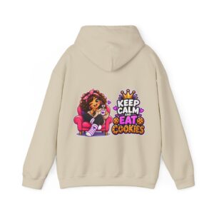 Kuschliger "Keep Calm And Eat Cookies" Oversize-Hoodie | Snack Mascot Illustration, Crunchy Cookie Graphic V2