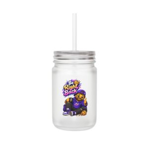Crunchverse Monster Mason Jar Mug "Be Right Back" | Frosted Mason Jar with Straw