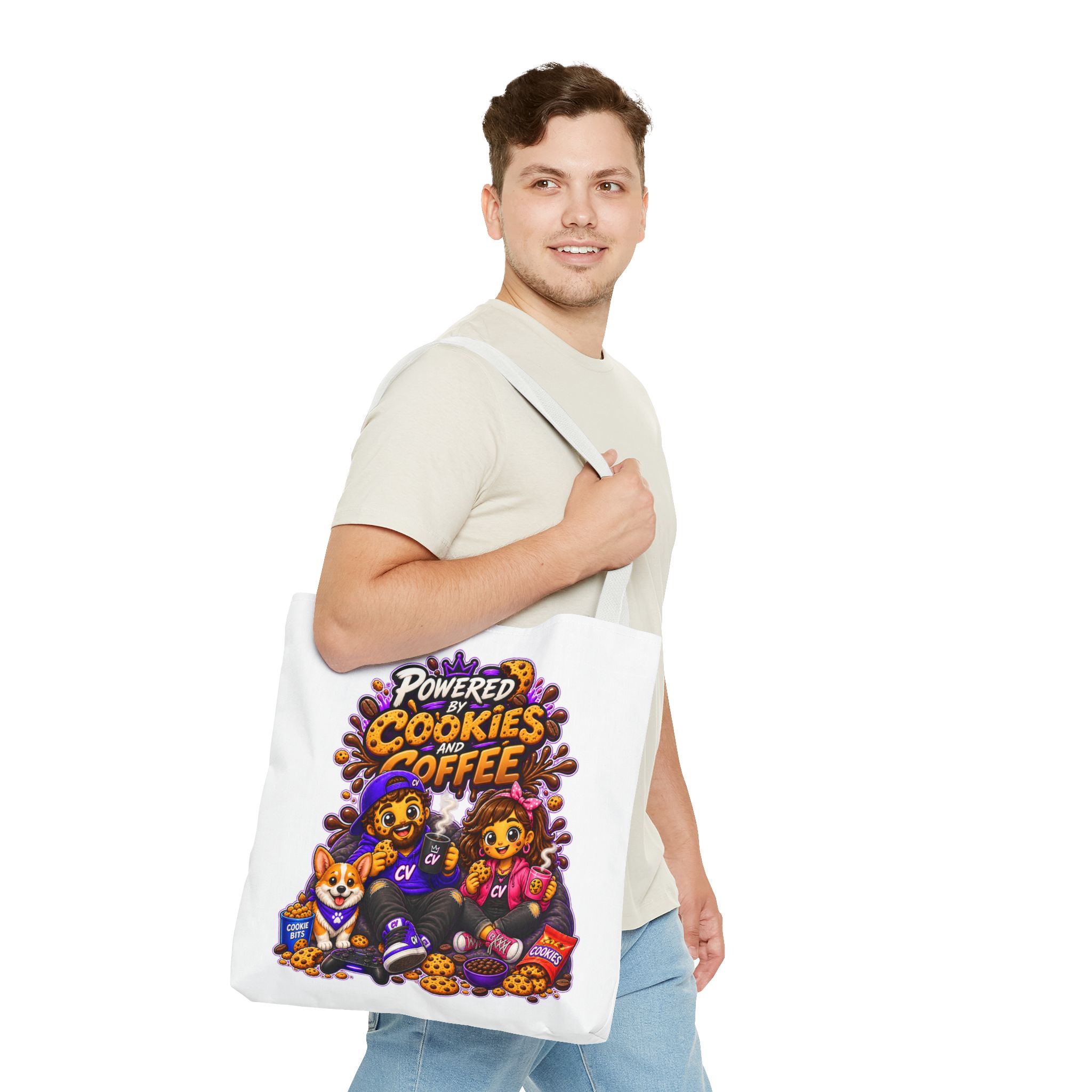 Crunchyverse Cookie Maskottchen-Tragetasche | "Powered by Cookies and Coffee 2" Character Artwork – Bild 11