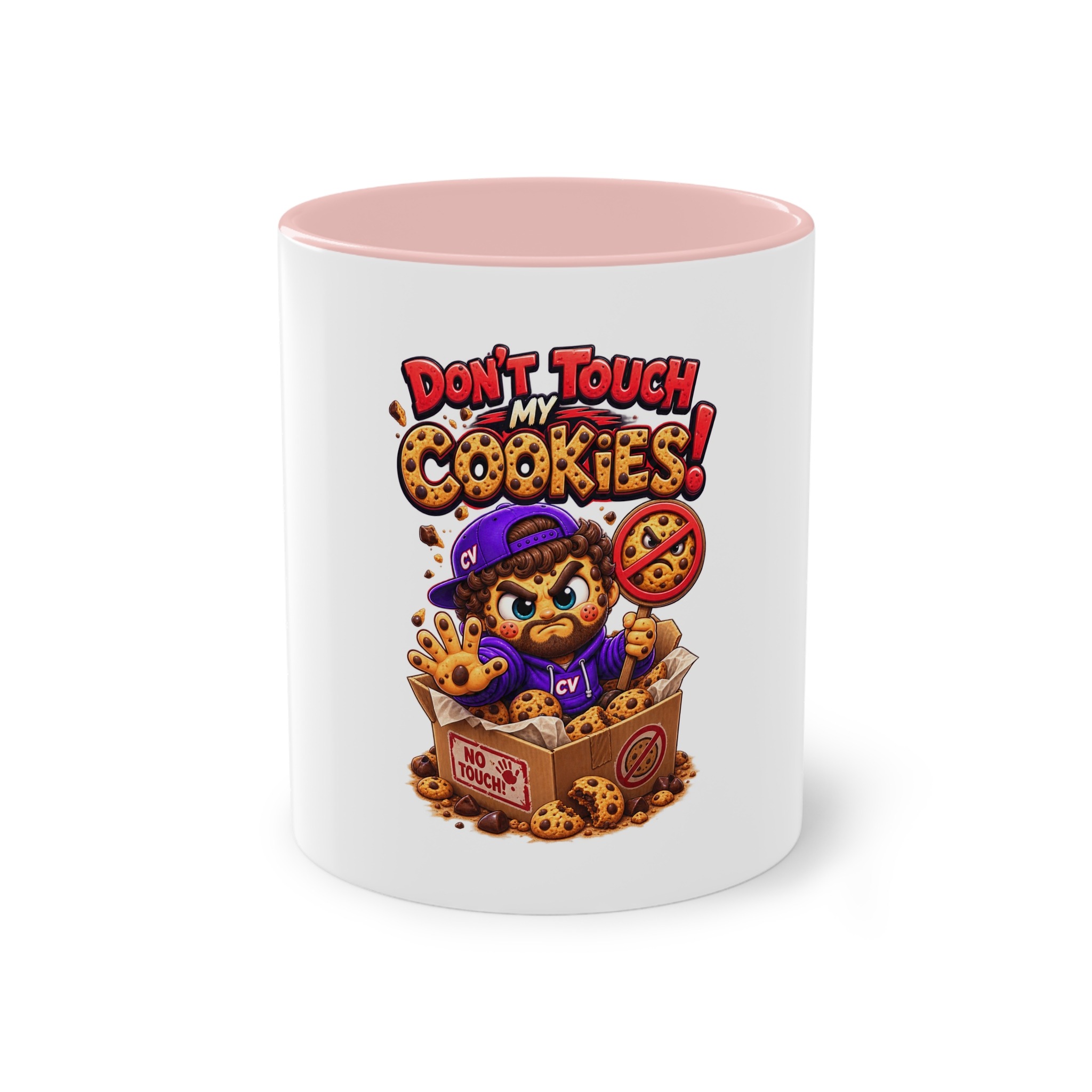 Zweifarbiger Keramikbecher 325ml "Dont touch my Cookies" cartoon cookie – Bild 17