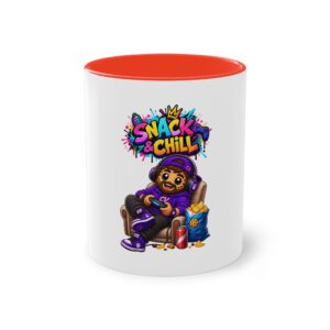 Zweifarbiger Keramikbecher 325ml "Snack & Chill" cartoon cookie