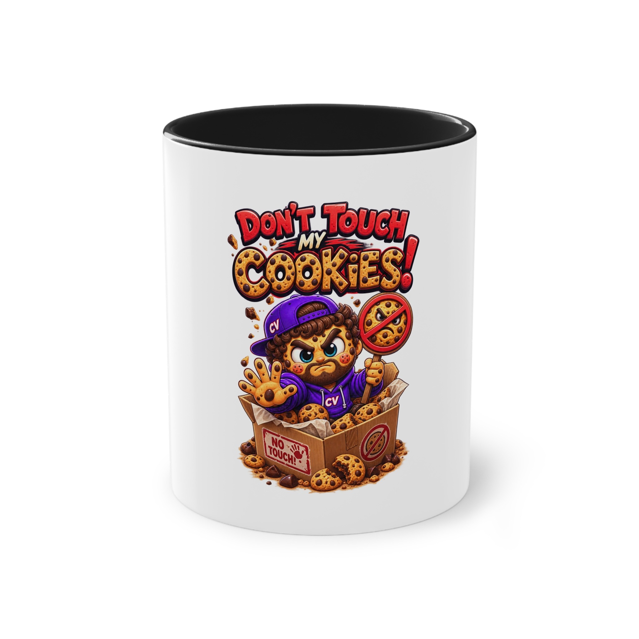 Zweifarbiger Keramikbecher 325ml "Dont touch my Cookies" cartoon cookie – Bild 8
