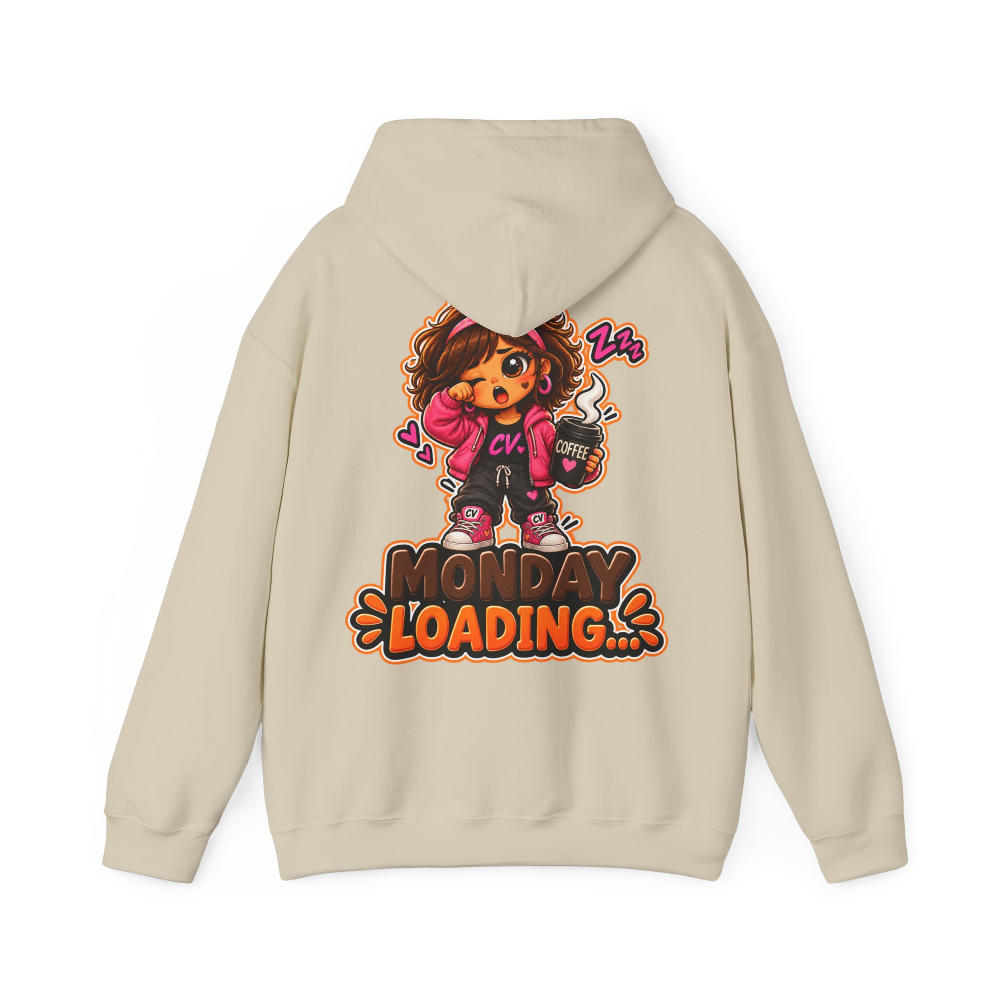 Kuschliger "Monday Loading...." Oversize-Hoodie | Snack Mascot Illustration
