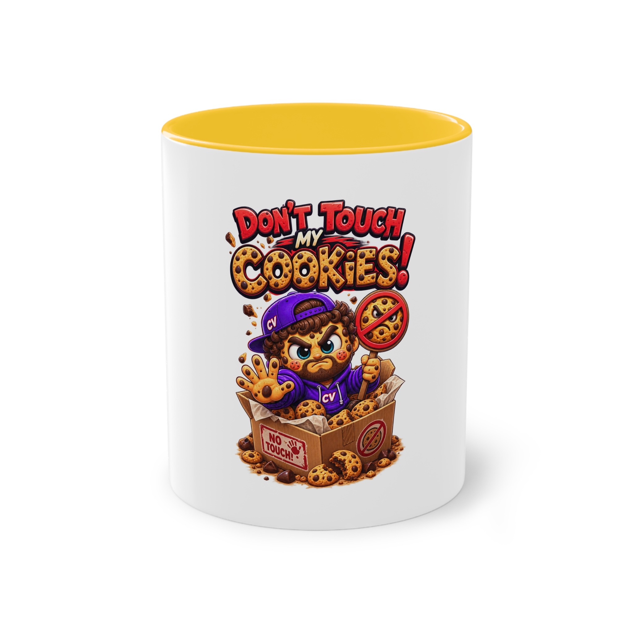 Zweifarbiger Keramikbecher 325ml "Dont touch my Cookies" cartoon cookie – Bild 10