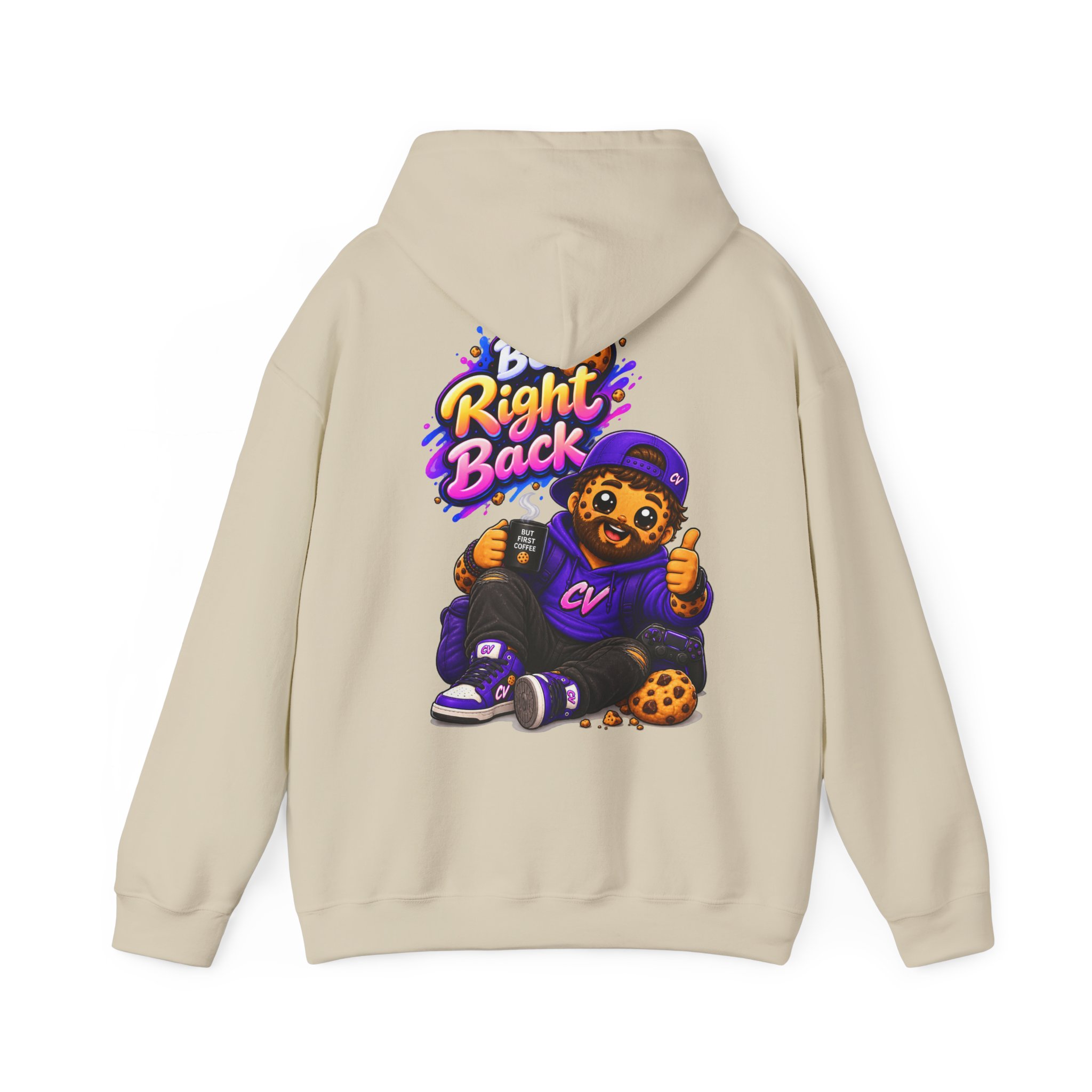 Kuschliger "Be Right Back" Oversize-Hoodie | Snack Mascot Illustration