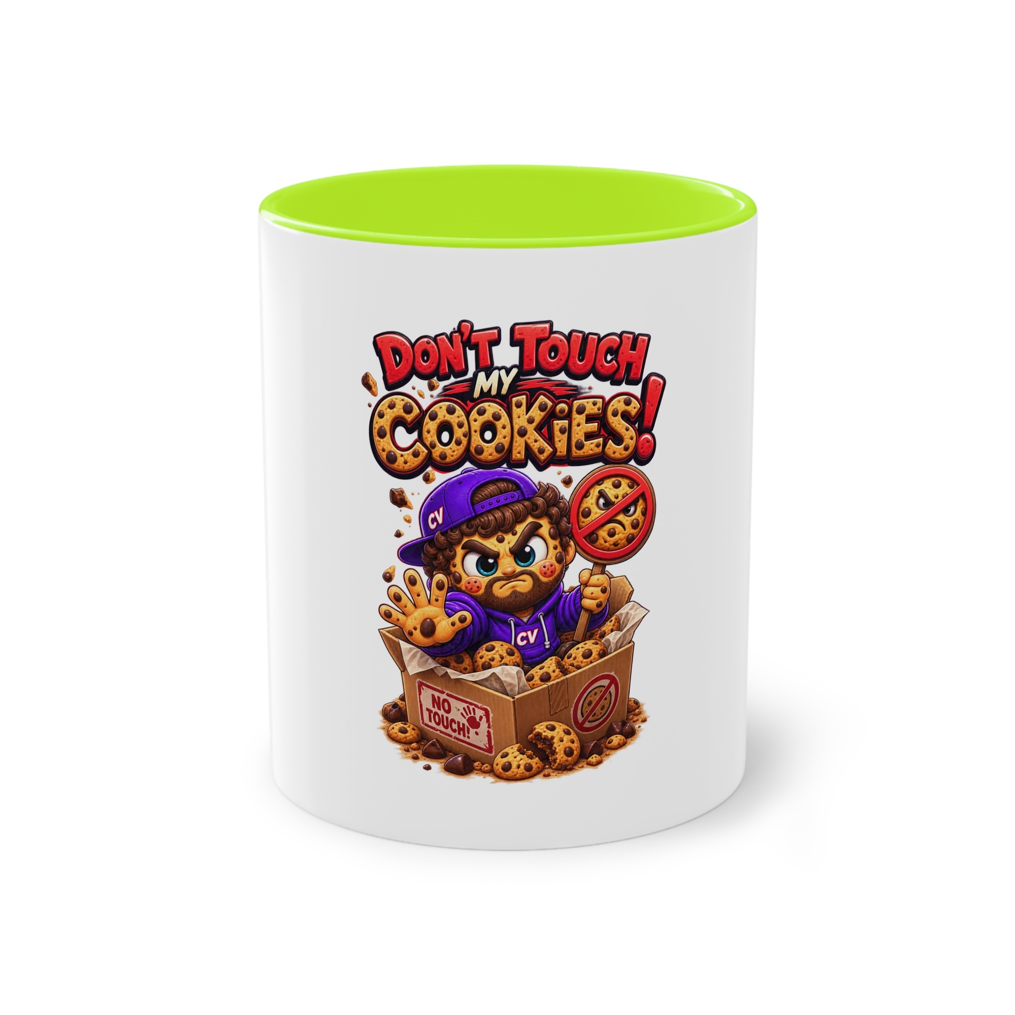 Zweifarbiger Keramikbecher 325ml "Dont touch my Cookies" cartoon cookie – Bild 12
