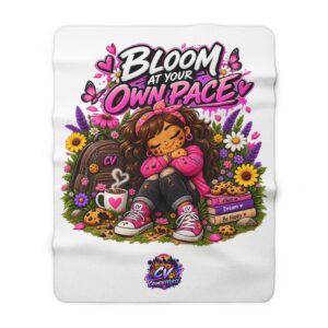 Cookie Character Sherpa Fleecedecke | "Bloom At Your Own Pace" | Crunchyverse