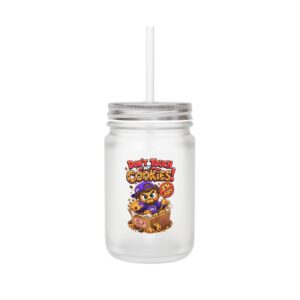 Crunchverse Monster Mason Jar Mug "Dont touch my Cookies" | Frosted Mason Jar with Straw